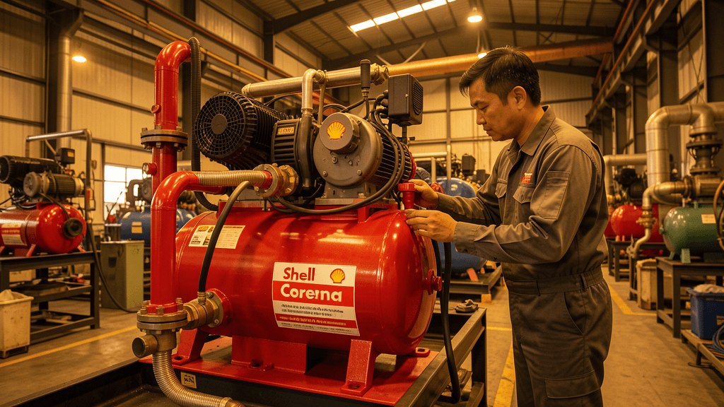 Shell Corena S3 R 46: Lựa Chọn Phổ Biến Cho Máy Nén Khí Trục Vít Tại Nhà Máy Việt